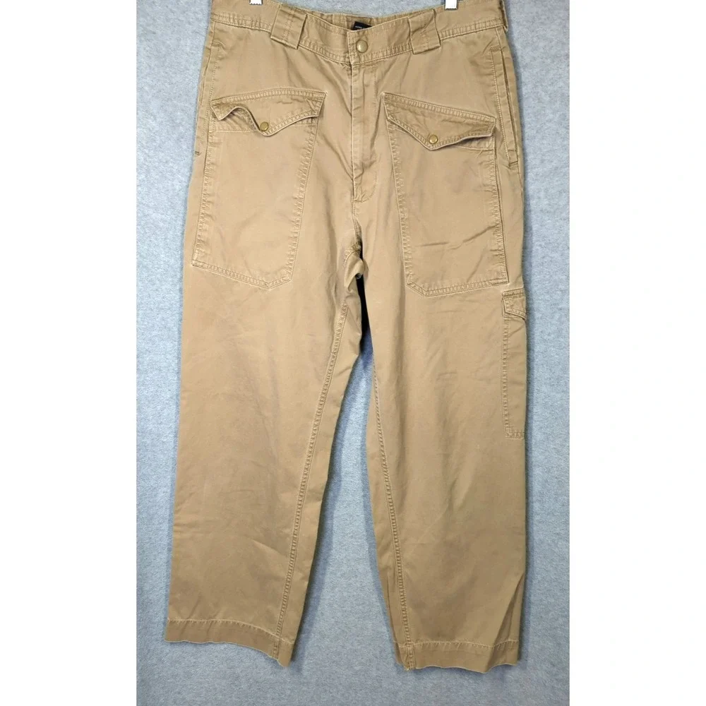 Vintage 2008 Gap Cargo Utility Pants Men M Beige Wide Straight Leg Patch Pockets